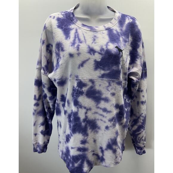 Victoria's Secret Pink French Terry Tie Dye Varsity Crew Purple XS - Picture 1 of 9